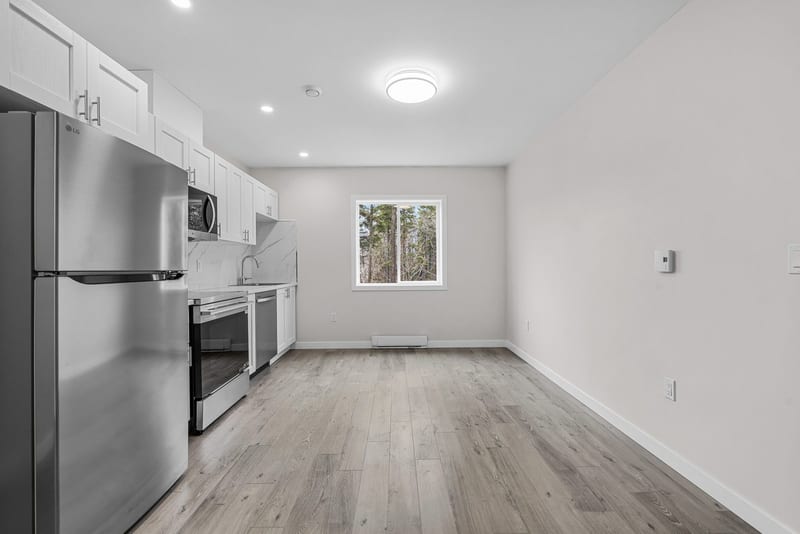 The living room and the kitchen together