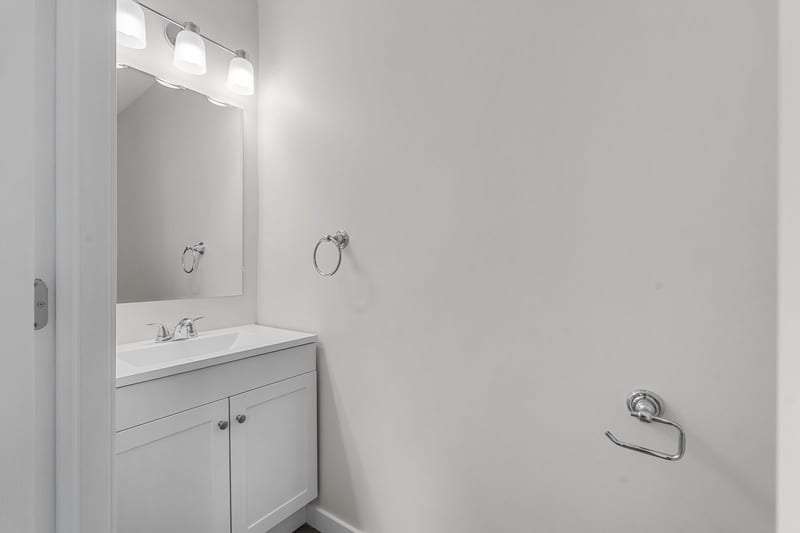 The bathroom: the vanity and the light